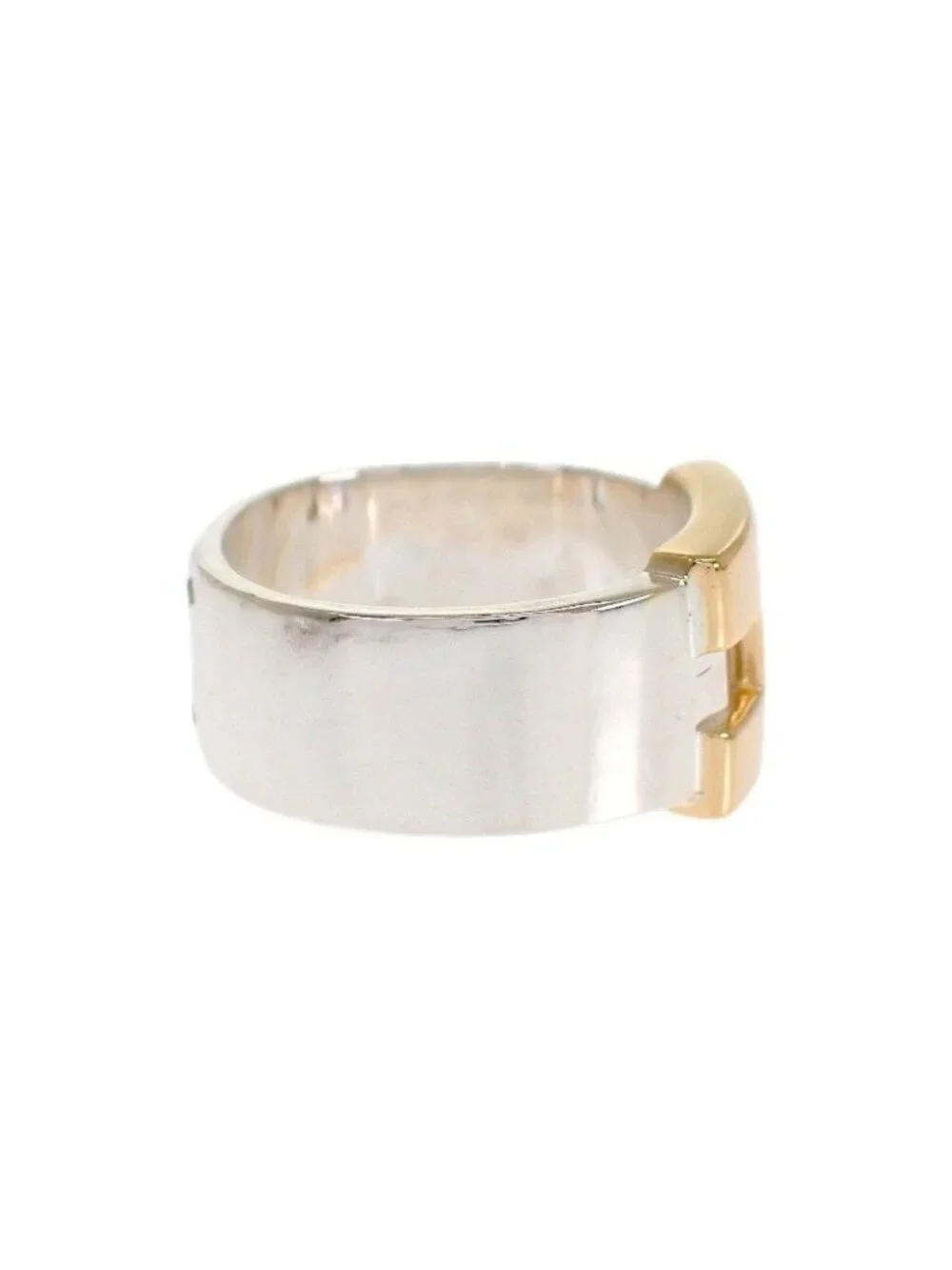 Hermes Newhela Crest S Rin 49 Full 18K Yellow Gold 925 Sterling Silver and Logo
